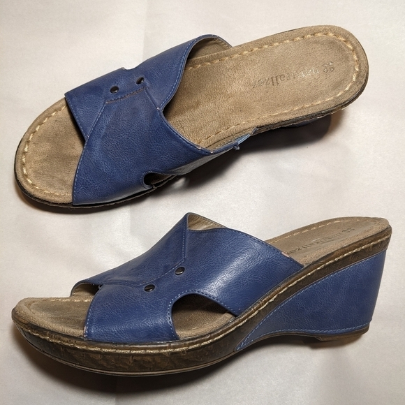 Naturalizer blue "Hurry" wedge sandals - Picture 1 of 10